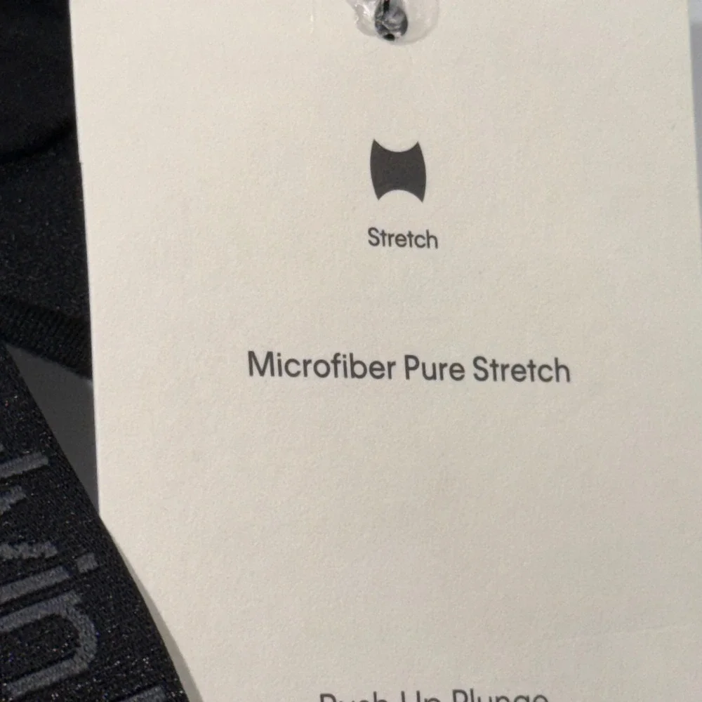 Calvin Klein 36C Microfiber Pure Stretch Push Up Plunge Bra Black Logo Everyday